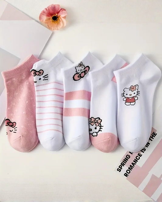 Cute Hello Kitty Desenli Çorap (5 Çift)