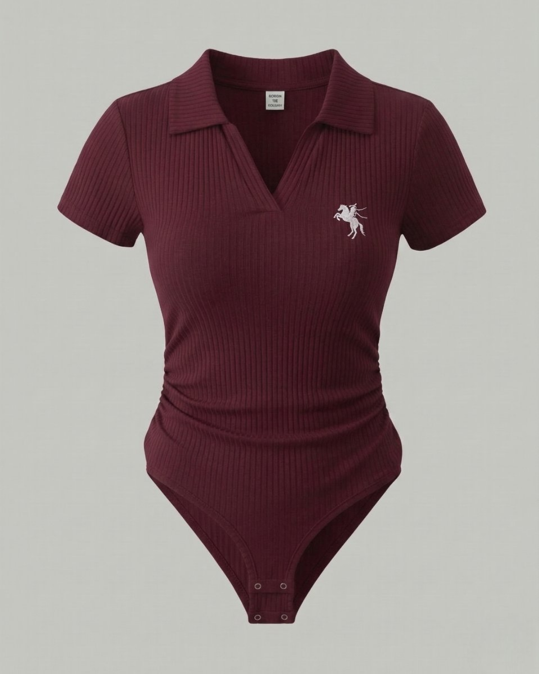 Bordo Polo Yaka Fitilli Likralı Premium Zıbın