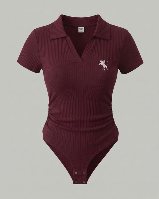 Bordo Polo Yaka Fitilli Likralı Premium Zıbın