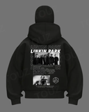 Linkin Park Maske Detaylı Oversize Fermuarlı Siyah Unisex Kapüşonlu Hırka