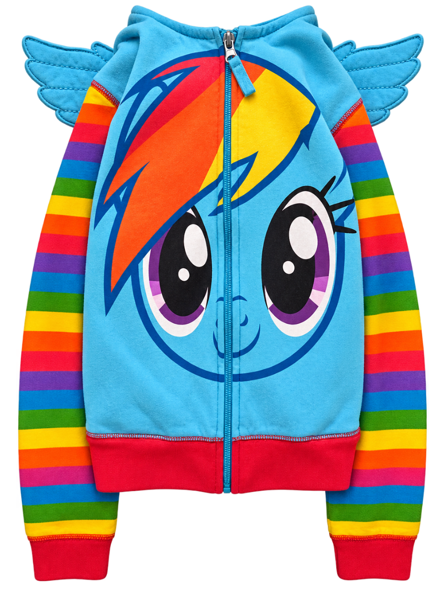 Rainbow Pony Gökkuşağı Desenli Kapüşonlu Fermuarlı Sweatshirt