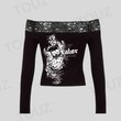 Gothic Valor Siyah Uzun Kol Dantelli Bluz