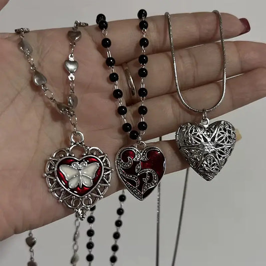 Y2K Gothic Heart Design Kolye