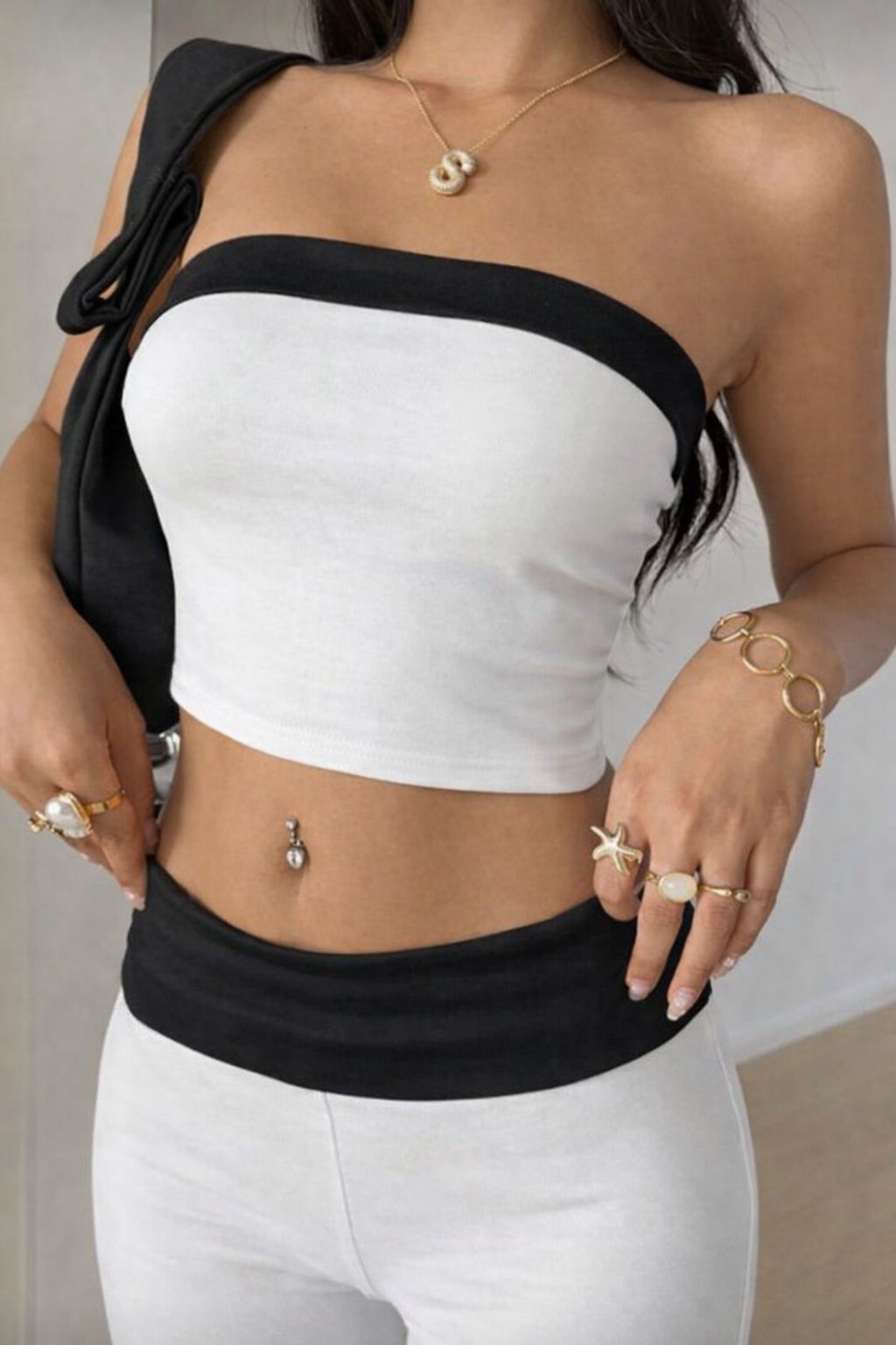 Retro Bicolor Detail Basic İkili Takım