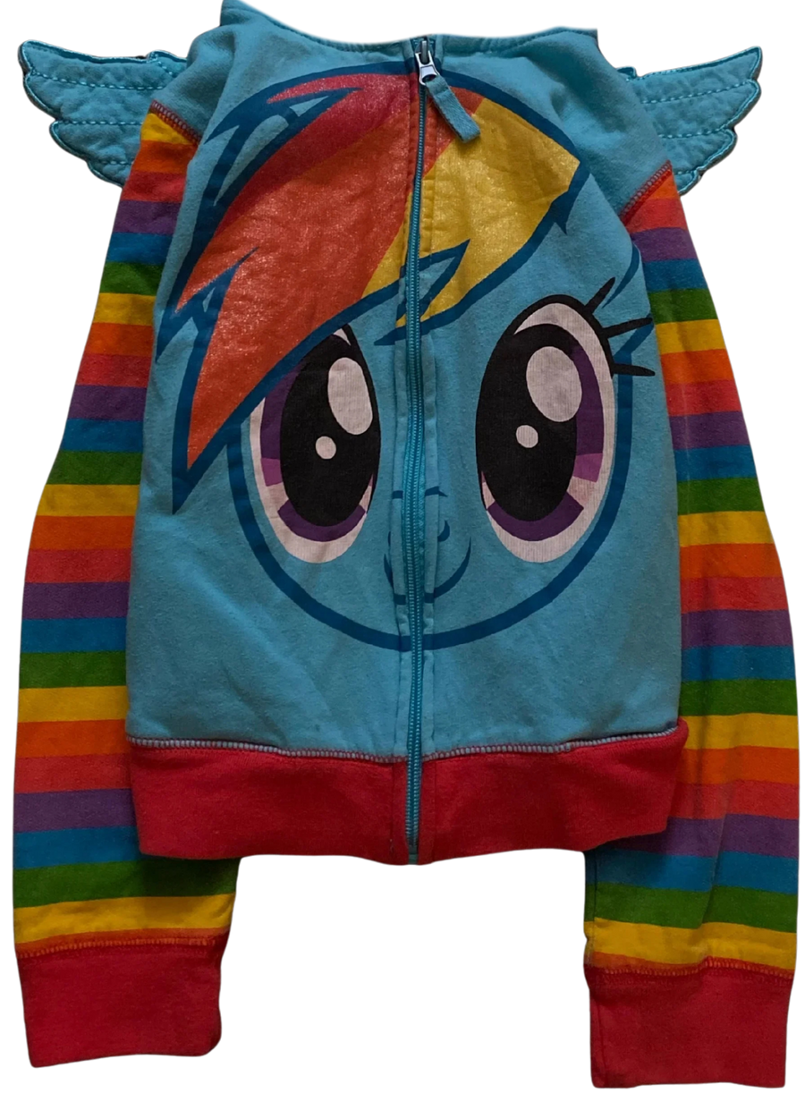 Rainbow Pony Gökkuşağı Desenli Kapüşonlu Fermuarlı Sweatshirt