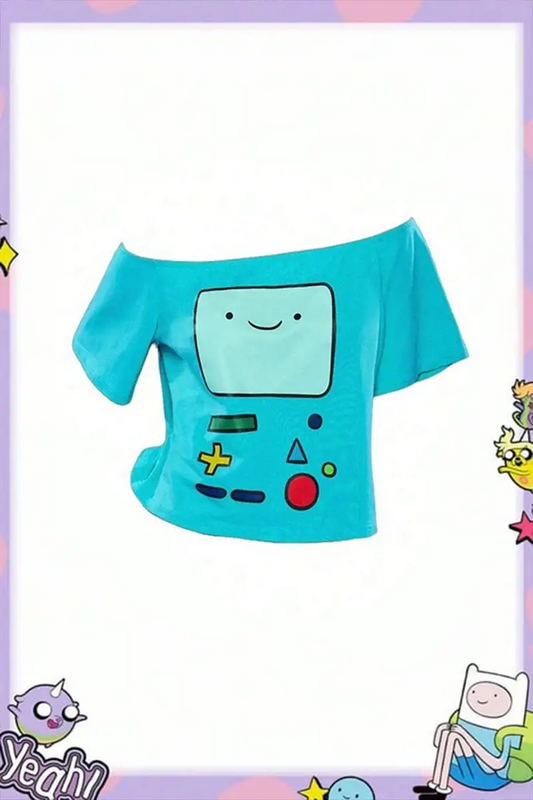 Adventure Time BMO Y2K Kısa Kollu Crop