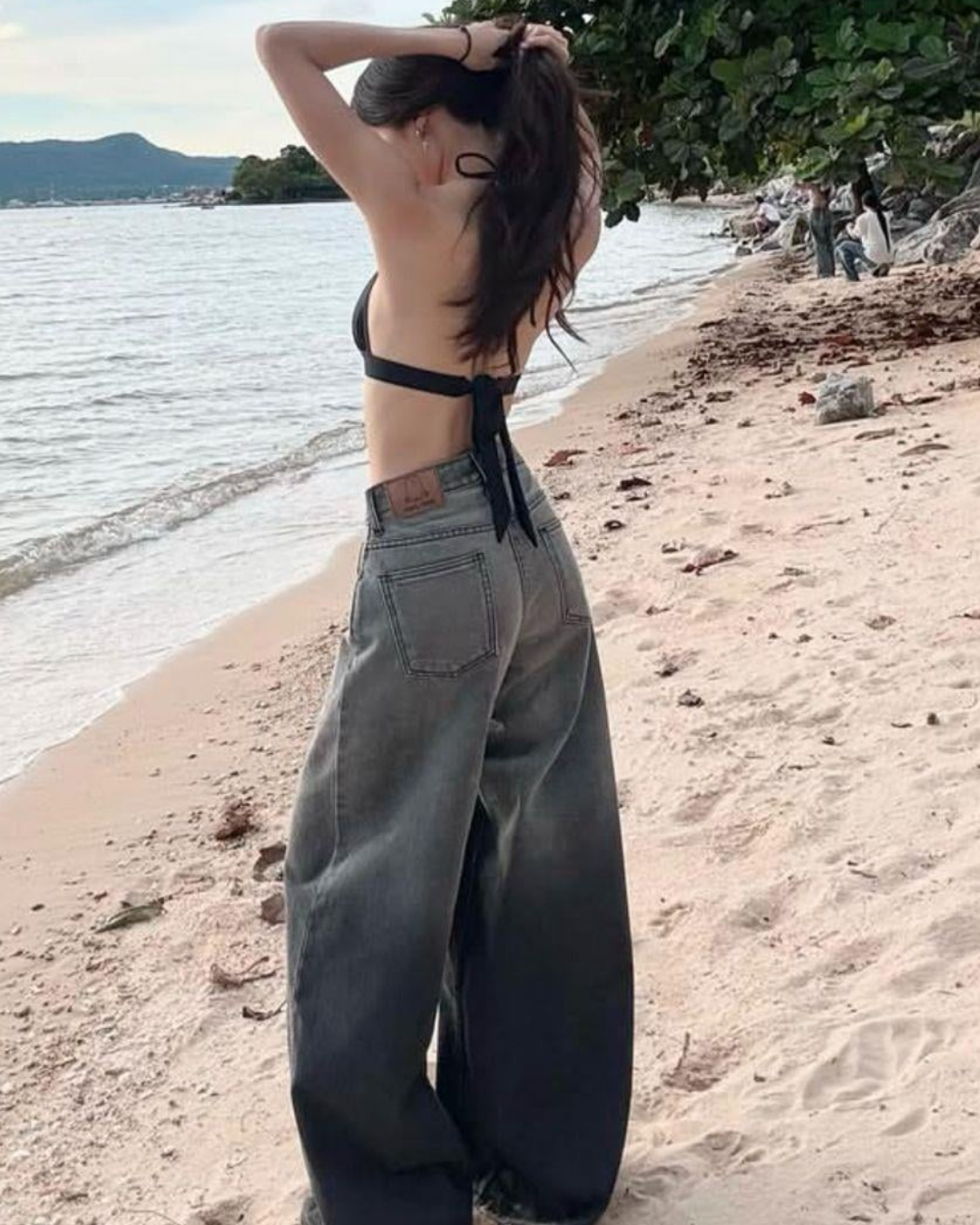 Streetwear Gri Parçalı Baggy Jean Pantolon