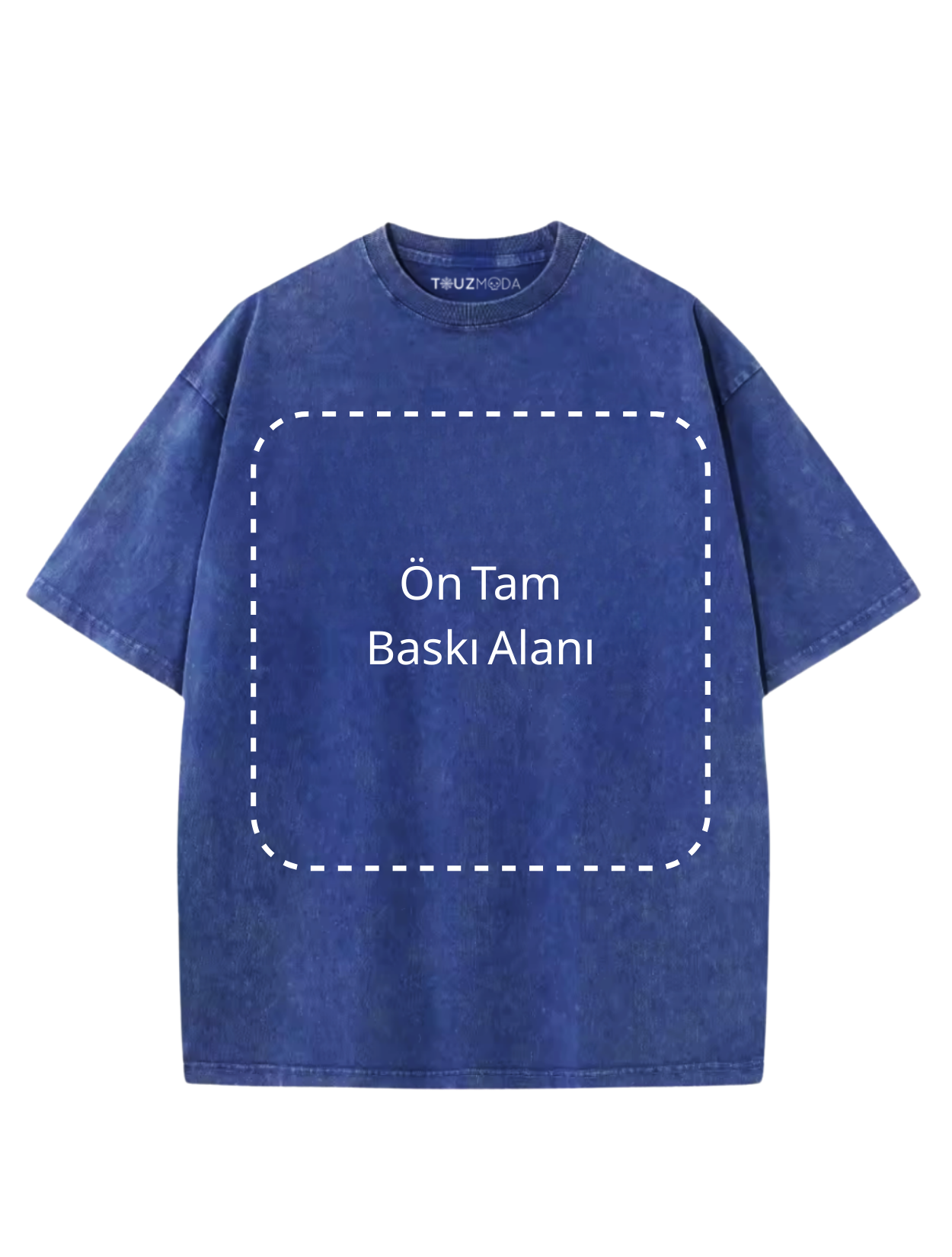 Yıkamalı Mavi Kişiselleştirilebilir Unisex Oversize T-Shirt