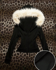 Siyah Basic Luxury Fur Hooded Zip-Up Hoodie
