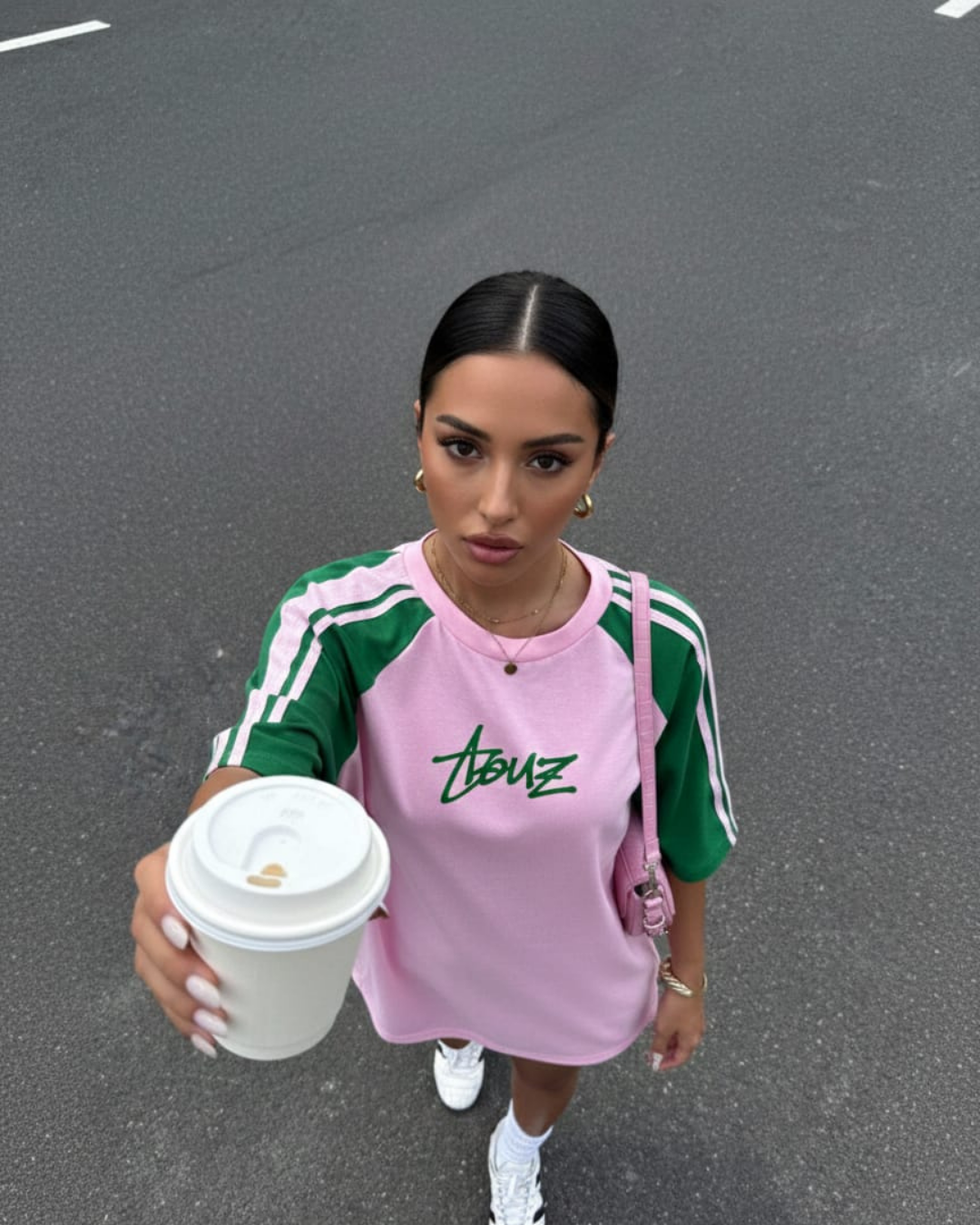 Retro Streetwear Club Pembe Yeşil Oversize T-Shirt