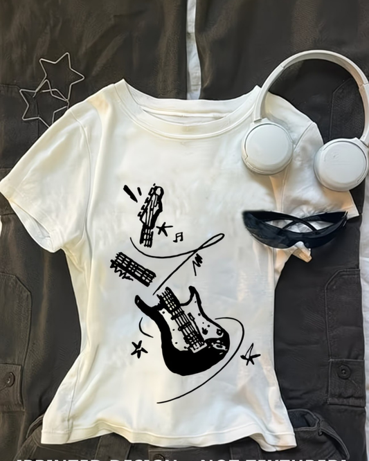 Kemer Boy Cute Guitar Crop Bluz