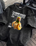 Chimpanzini Bananini Baskılı Yıkamalı Vintage Unisex Oversize T-Shirt
