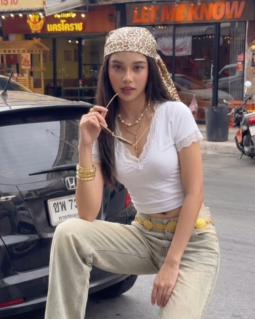 Retro Lace Detail Beyaz Kısa Kol Crop