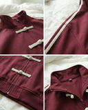 Çift Çizgili Bordo Oversize Unisex Ceket