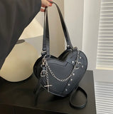 Gothic Punk Heart Tarzı Küçük Omuz Çantası