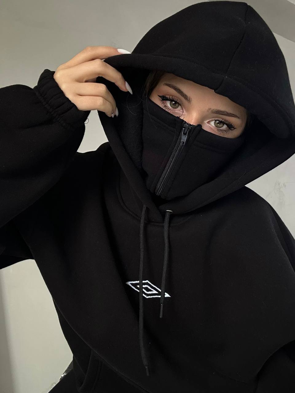 Street Style Unisex Hoodie With Mask Detail Kalın Kapşonlu Sweatshirt