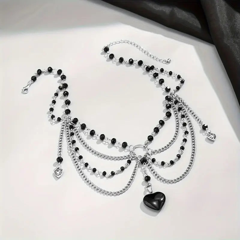 Retro Gothic Heart İnci Detaylı Kolye