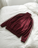 Çift Çizgili Bordo Oversize Unisex Ceket