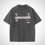 Yıkamalı Harsh Racing Oversize Vintage T-shirt
