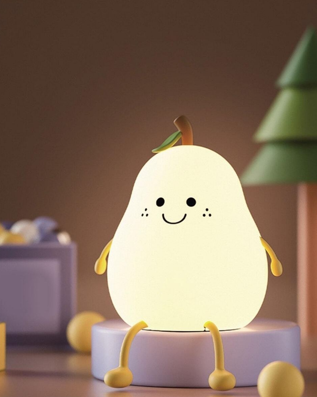 Slikon Renkli Şarj Edilebilir Armut Dokunmatik Gece Lambası