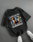 Cappuccino Assassino Baskılı Yıkamalı Vintage Unisex Oversize T-Shirt
