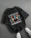 Cappuccino Assassino Baskılı Yıkamalı Vintage Unisex Oversize T-Shirt