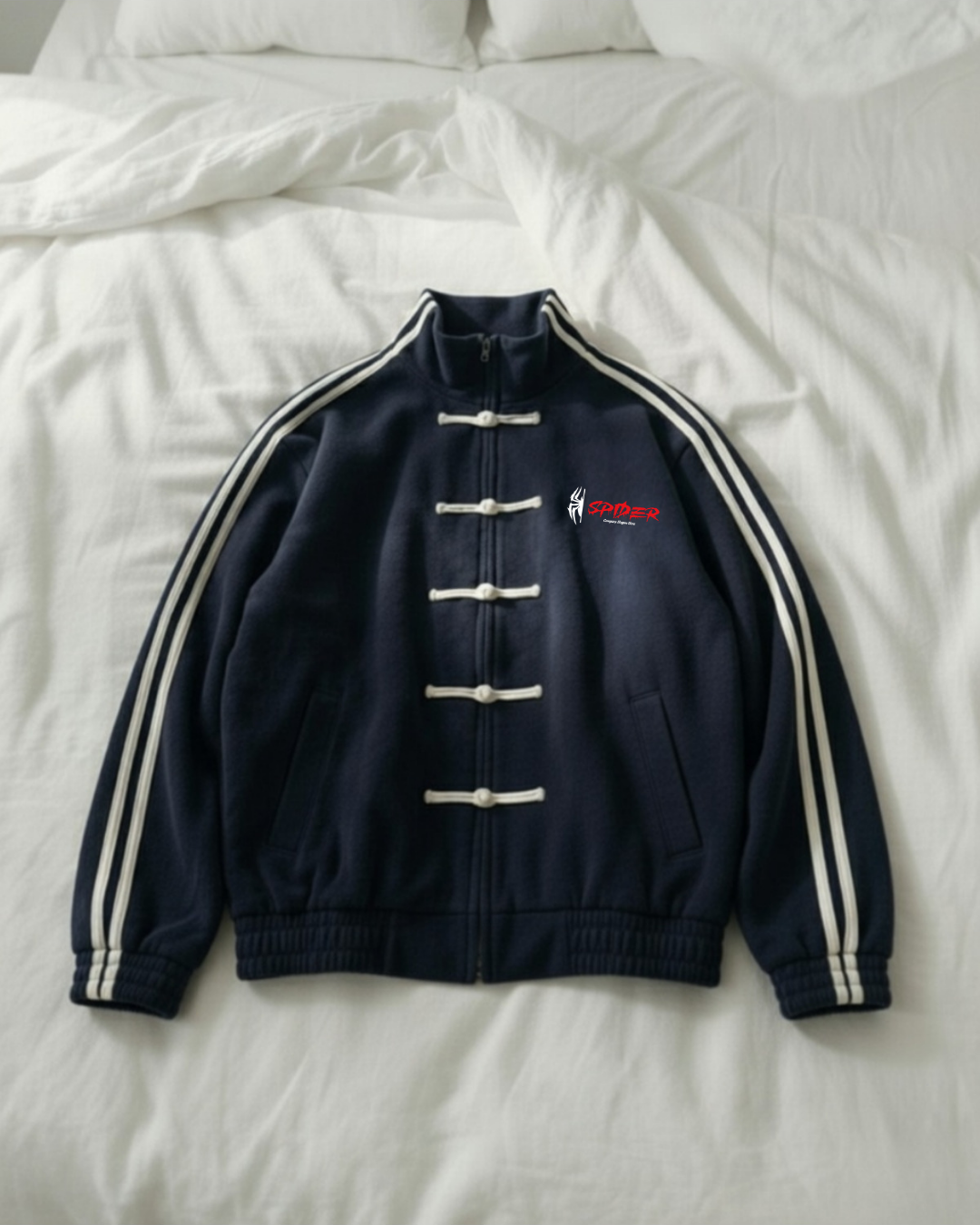 Spider Man Baskılı Unisex Oversize Çift Çizgili Ceket