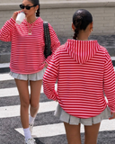 Urban Edge 3 İplik Dijital Baskılı Çizgili Hoodie Sweatshirt