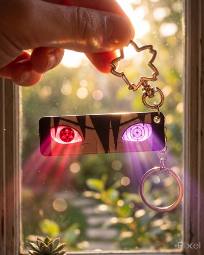 Anime Naruto Sasuke Uchiha Güneşte Gözleri Parlayan Anahtarlık