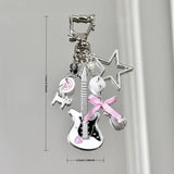 Y2K Kedi Gitarist Ribbon Anahtarlık