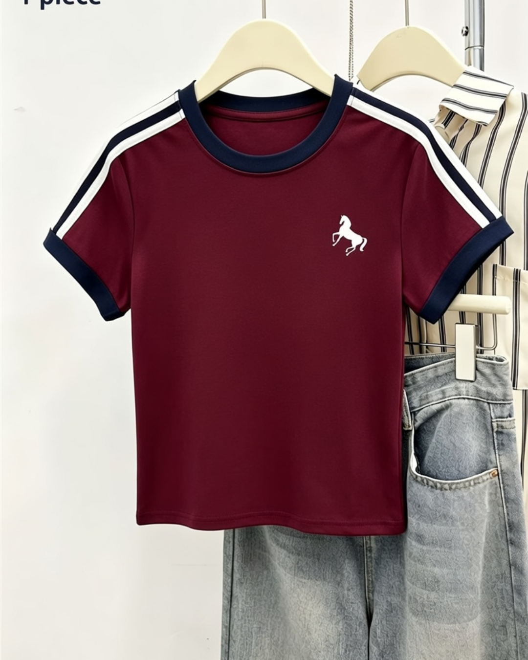 Unicorn Baskılı Crop Bluz