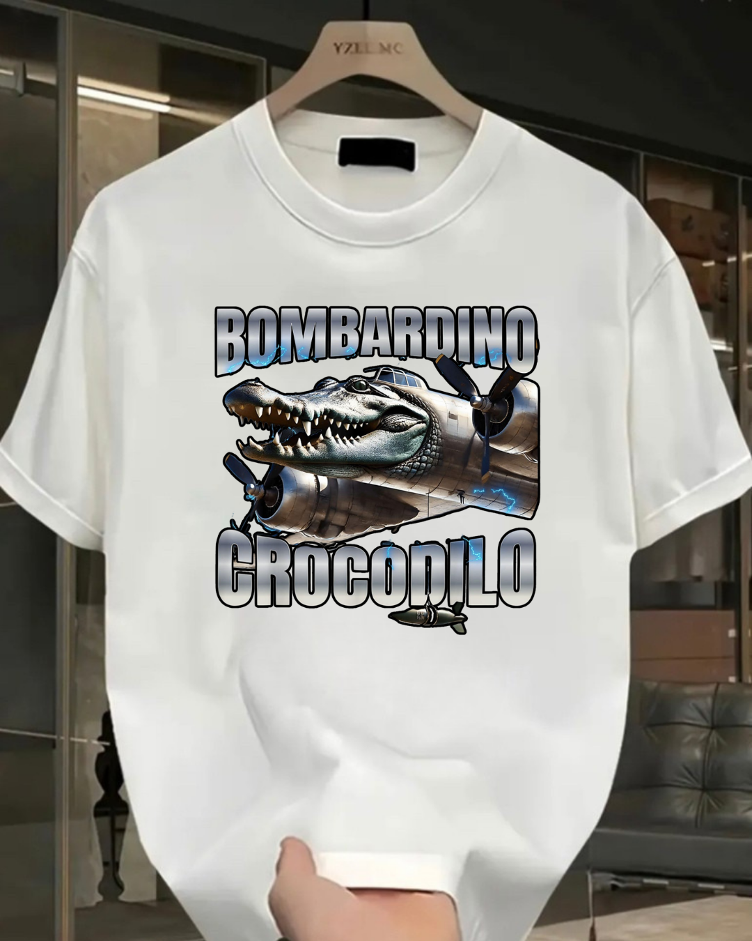 Bombardino Crocodilo Baskılı Yıkamalı Vintage Unisex Oversize T-Shirt
