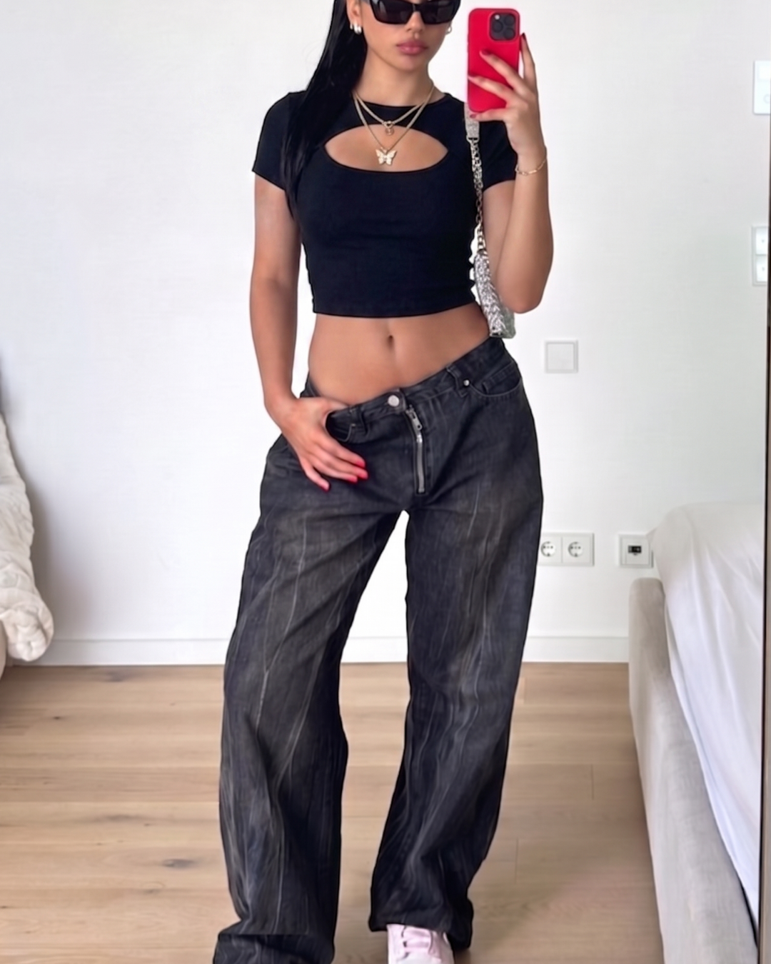 Luna Cut-Out Siyah Body Crop