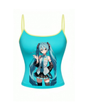 Mavi Hatsune Miku Retro Askılı Croptop
