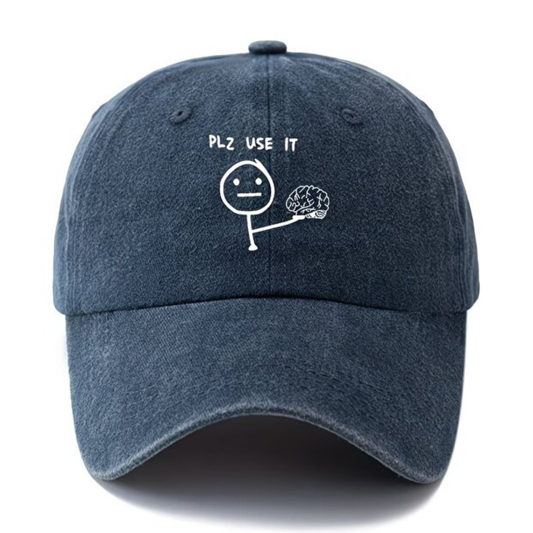 Yıkamalı Vintage Plz Use It Baskılı Unisex Şapka