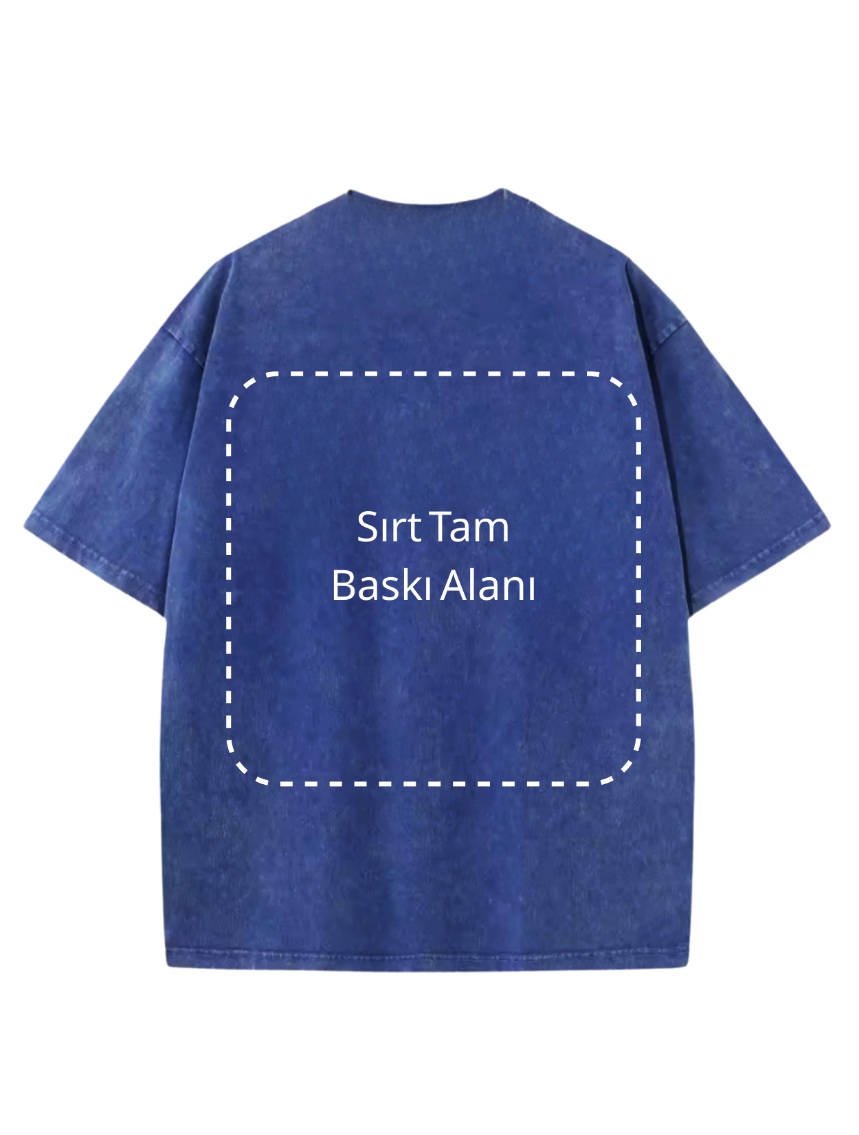 Yıkamalı Mavi Kişiselleştirilebilir Unisex Oversize T-Shirt