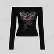 Gothic Heart Lace Siyah Uzun Kol Bluz