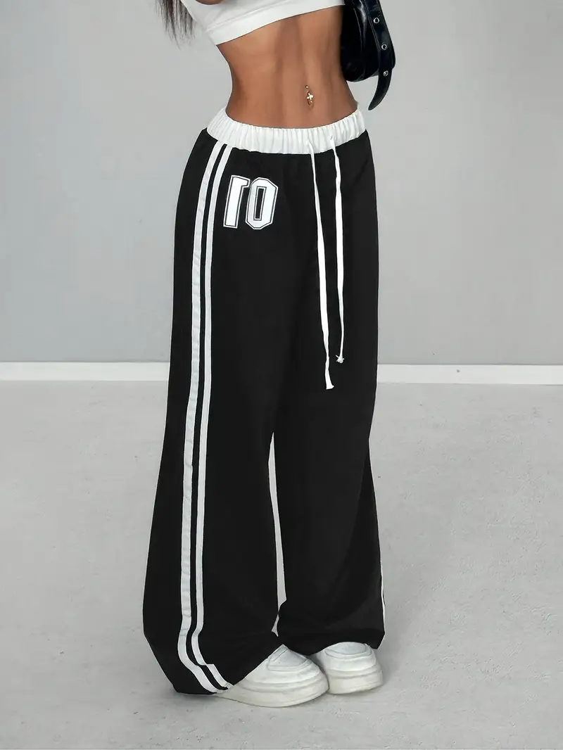 01 Number Oversize Beli İpli Baggy Eşofman Altı