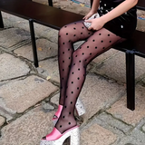 Puantiyeli Gothic Desenli Ithal Fileli Külotlu Çorap