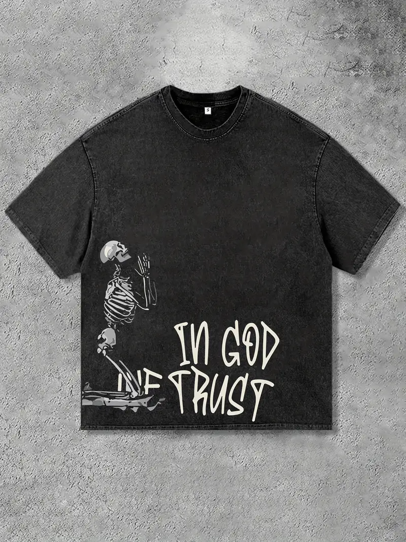 Yıkamalı In God The Trust Oversize Vintage T-shirt