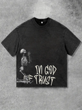 Yıkamalı In God The Trust Oversize Vintage T-shirt