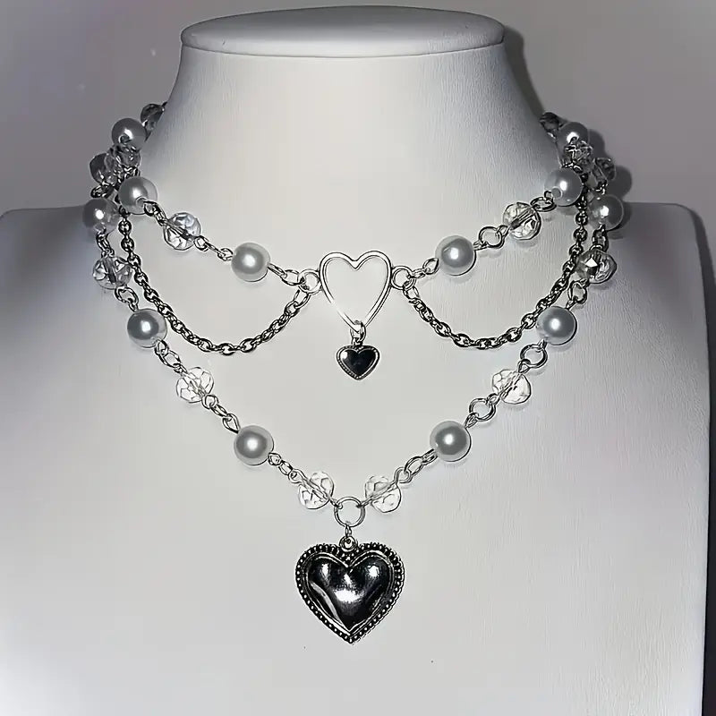 Retro Gothic Punk İnci Detaylı Kolye