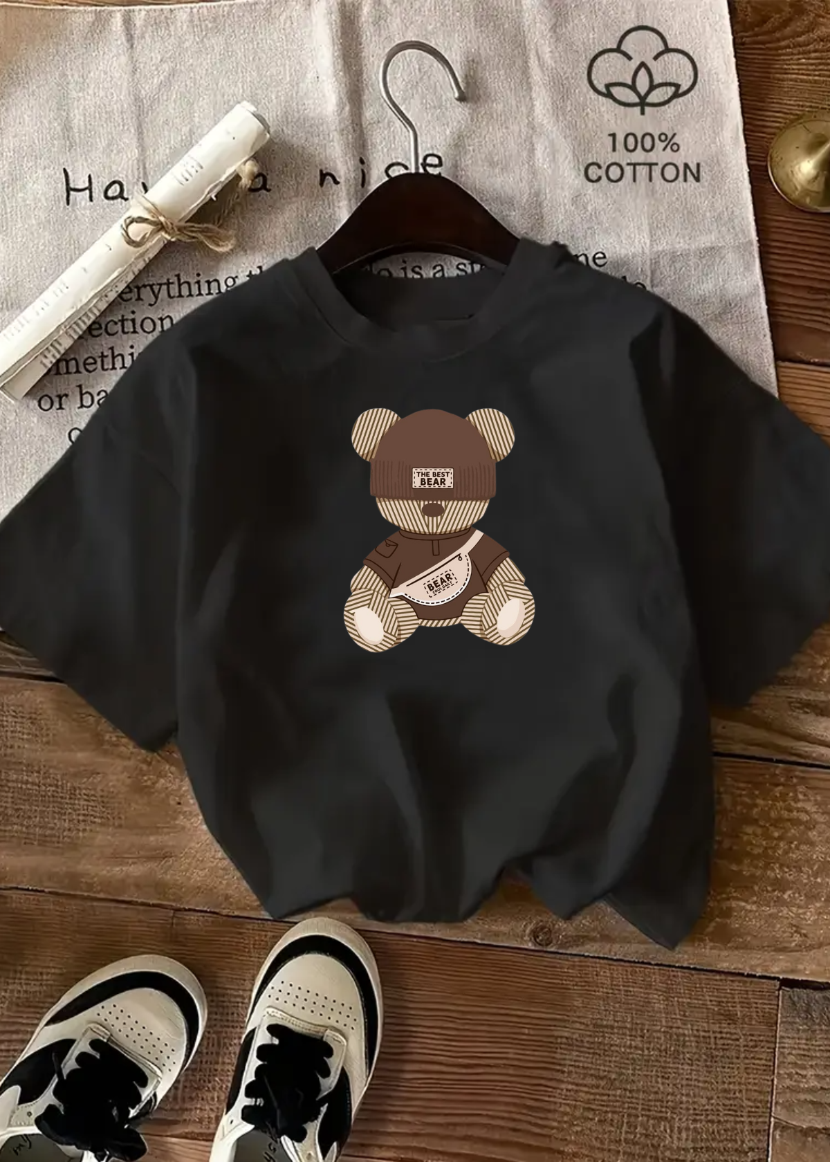 The Cute Bear Baskılı Unisex Oversize T-shirt