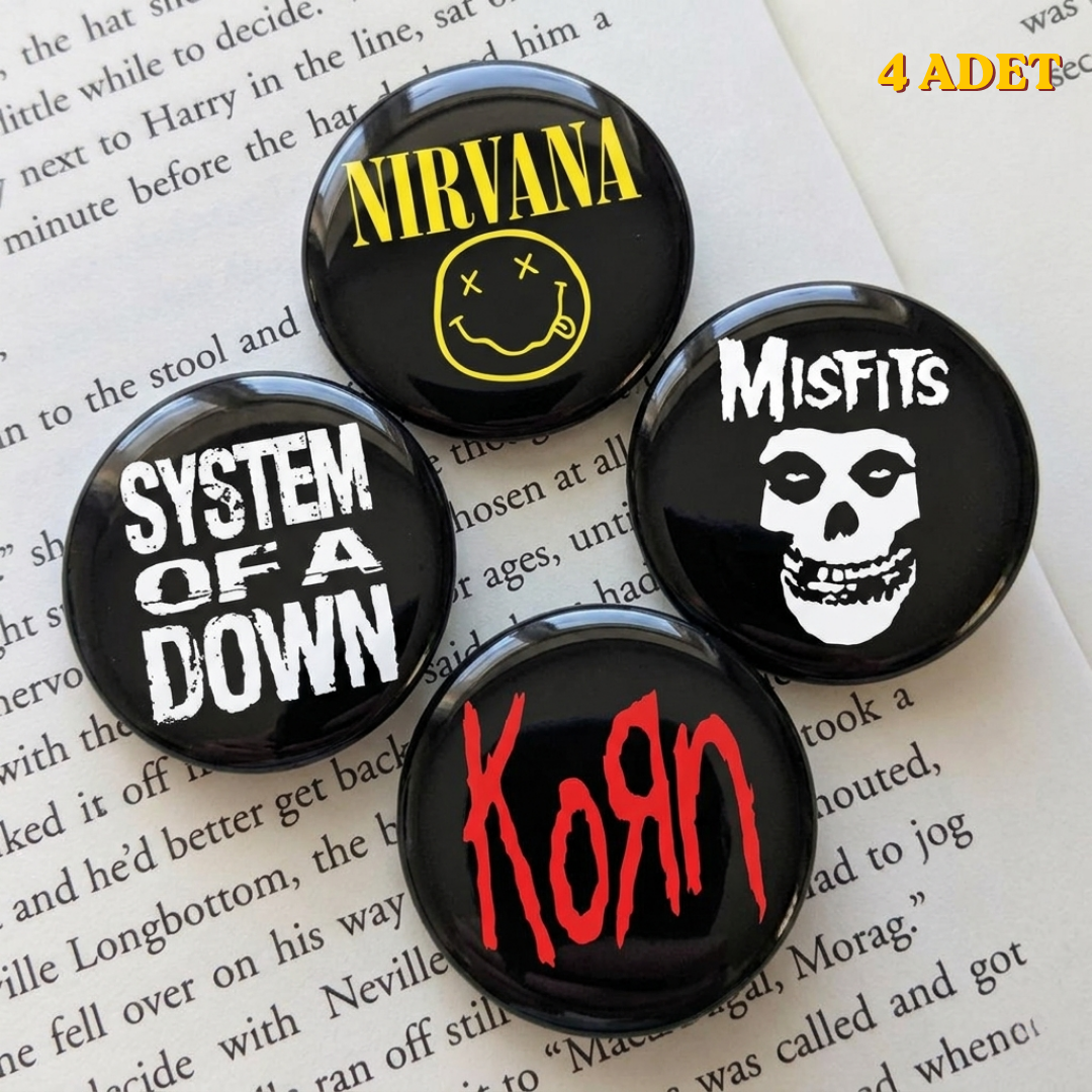 Metal Music Tasarım Rozet 70 mm PVC Kaplı Çanta Ceket Yaka Aksesuarı