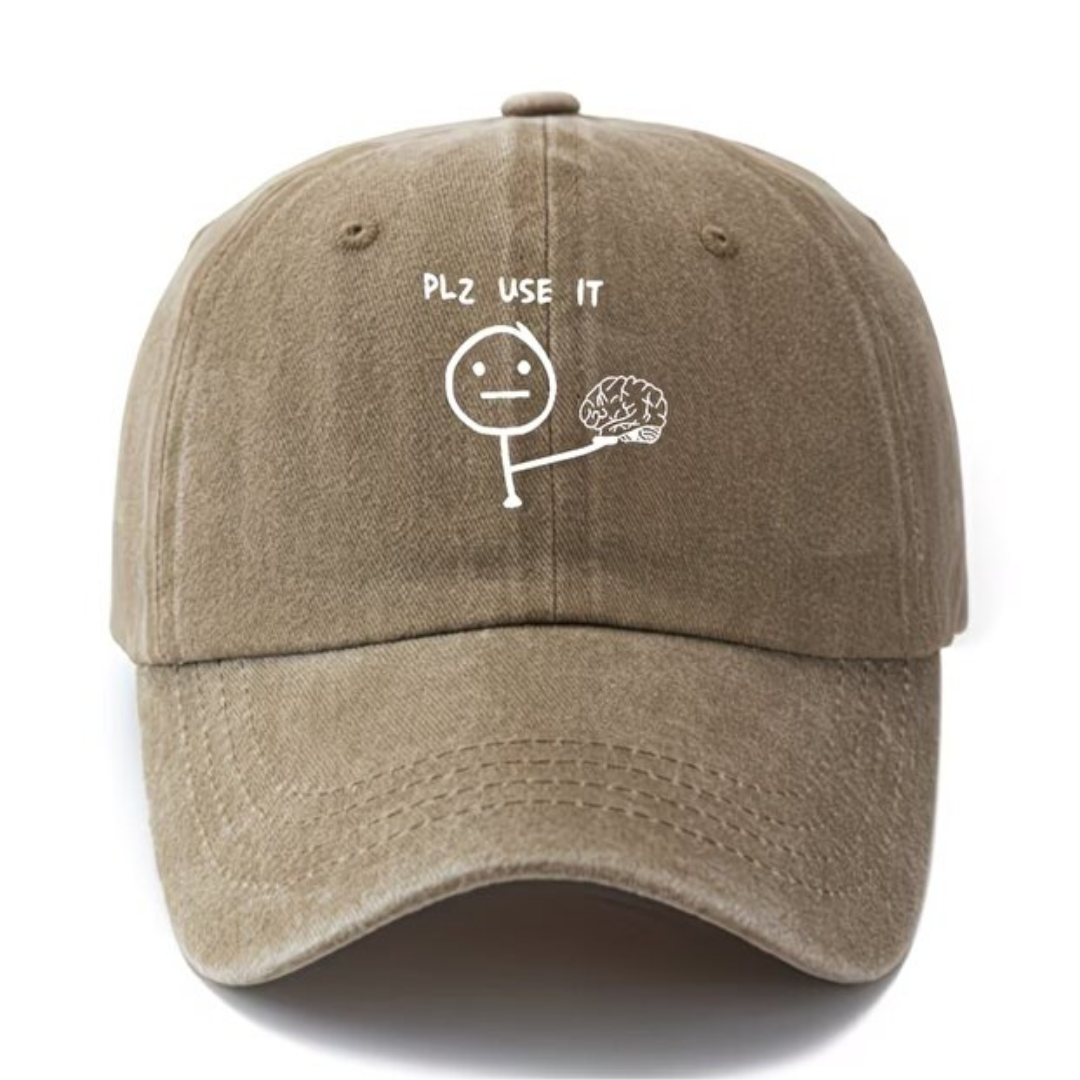 Yıkamalı Vintage Plz Use It Baskılı Unisex Şapka