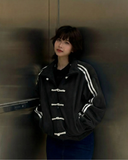 Çift Çizgili Siyah Oversize Unisex Ceket
