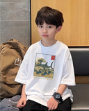 Tung Tung Tung Sahur Baskılı Kids Beyaz Unisex Oversize T-Shirt