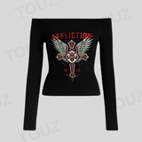 Gothic Lace Siyah Uzun Kol Bluz