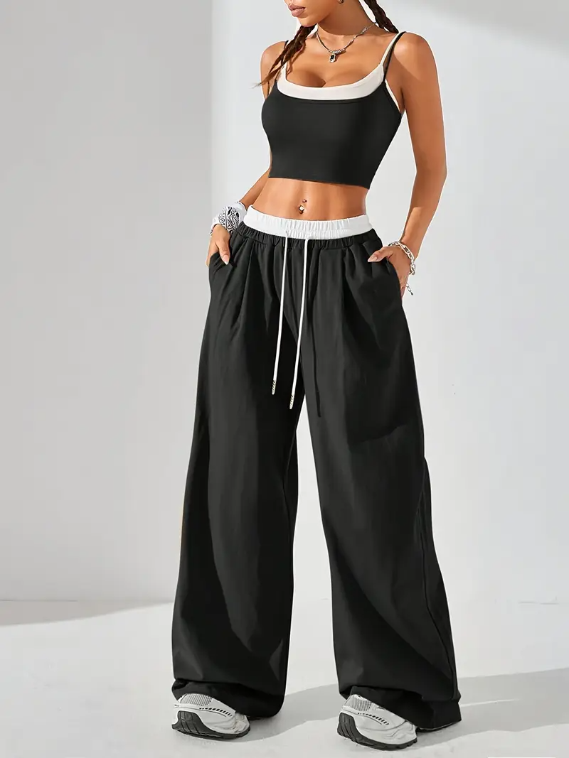 Basic Oversize Bel İp Detaylı Baggy Eşofman Altı