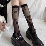 Gothic Rose Ithal Diz Altı Çorap